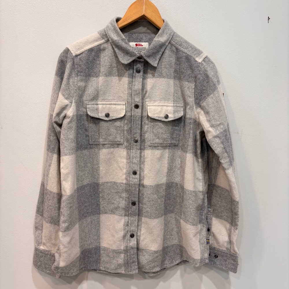 Fjallraven Gray and Cream Plaid Button-Down Shirt